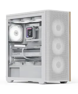 AeroCool кутия Case ATX - D501A White Addressable RGB Wood