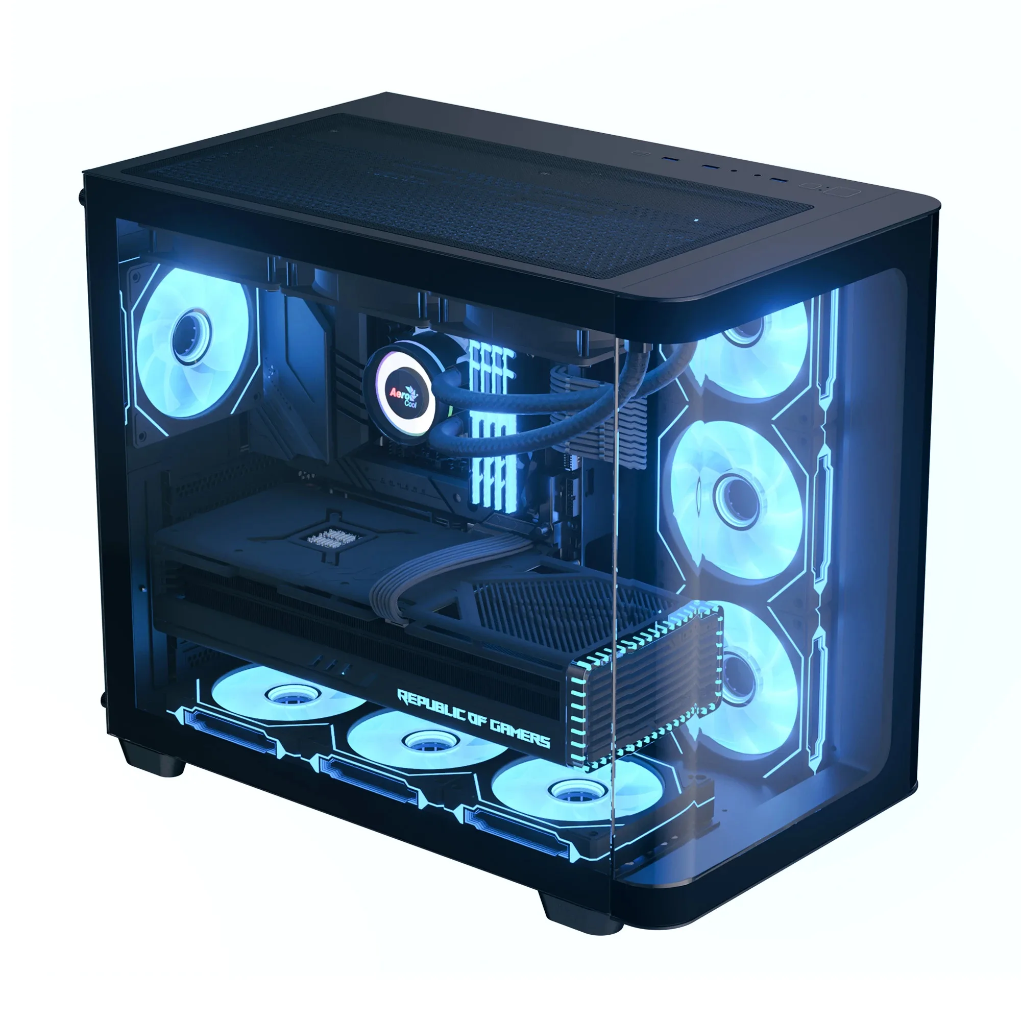 AeroCool кутия Case ATX - P500C-G-BK-v1 - 4 x 120 mm Infinity Mirror A-RGB - Image 97