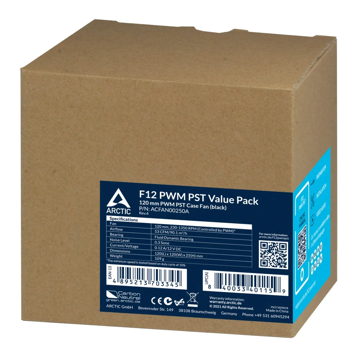 Arctic Вентилатори Arctic Fan F12 PWM PST Value Pack 5-in-1 - 120mm/230-1350rpm - Image 148