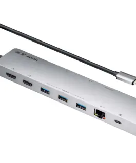 ATEN Докинг 11-in-1 USB-C Multiport Dock + Power Pass-Through 2 x HDMI LAN3.5mm USB-C SD Card microSD 3 x USB