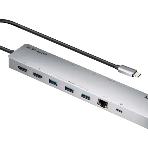 ATEN Докинг 11-in-1 USB-C Multiport Dock + Power Pass-Through 2 x HDMI LAN3.5mm USB-C SD Card  microSD 3 x USB