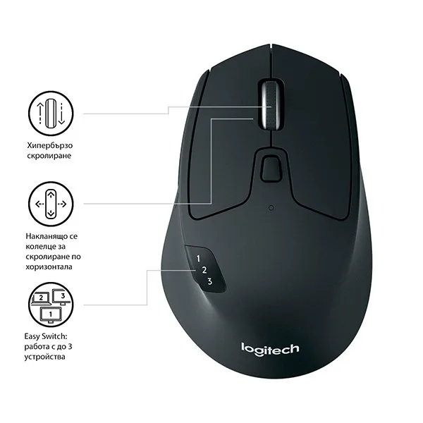 МИШКА LOGITECH M720 - Wireless - Black - PN 910-004791 - Image 247