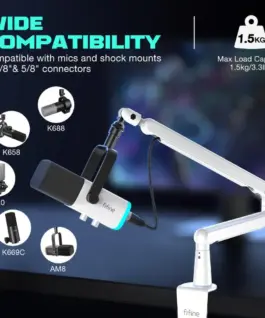 Стойка за микрофон FIFINE BM88 White High End Boom Arm Stand