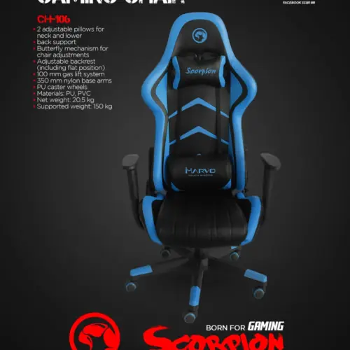 Marvo геймърски стол Gaming Chair CH-106 Black/Blue