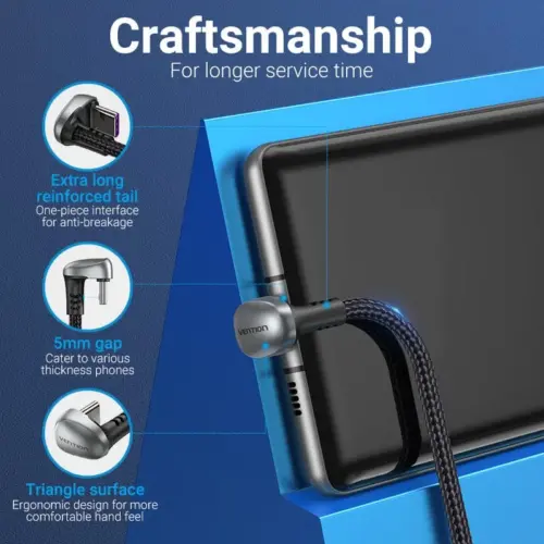 Vention Кабел USB 3.1 Type-C / USB 2.0 AM – 1M Black U-Shaped