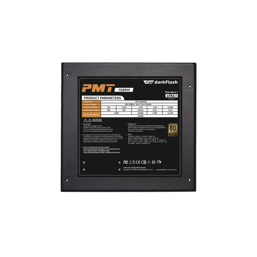Darkflash захранване PSU ATX 3.1 1250W Gold, Full Modular, PCIe 5.1 - PMT1250 A3 - Image 45