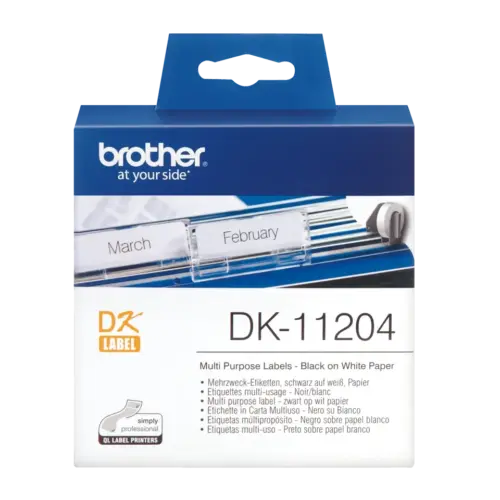 ЛЕНТА ЗА ЕТИКЕТНИ ПРИНТЕРИ BROTHER ТИП QL - MULTI PURPOSE LABEL - 17 mm x 54 mm x 400 - PN DK-11204