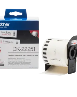 ЛЕНТА ЗА ЕТИКЕТНИ ПРИНТЕРИ BROTHER ТИП QL - CONTINUOUS PAPER TAPE - RED/BLACK ON WHITE - 62 mm x 1524 m - PN DK22251