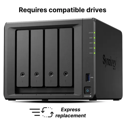 Мрежов сторидж Synology NAS DS925+ за 4 диска AMD Ryzen V1500B 4GB DDR4
