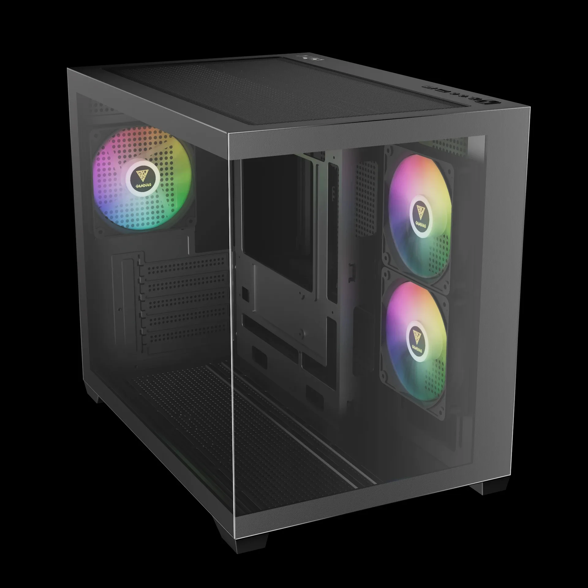 Gamdias кутия Case mATX - AURA GC10M v2 - 3 x 120 mm A-RGB, USB-C, Tempered Glass - Image 60