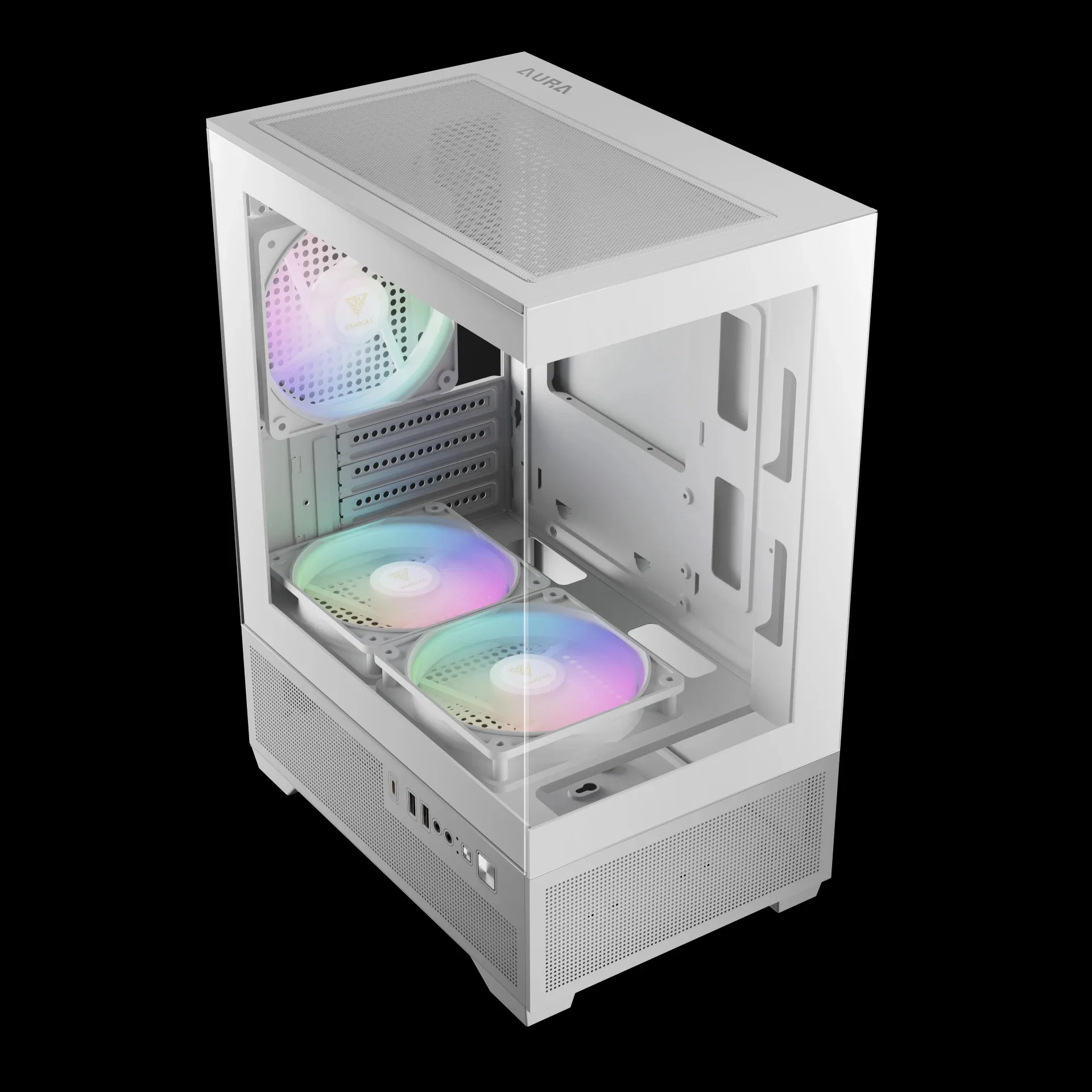 Gamdias кутия Case mATX - AURA GC9M Elite White - 3 x 120 mm A-RGB, USB-C, Tempered Glass - Image 43