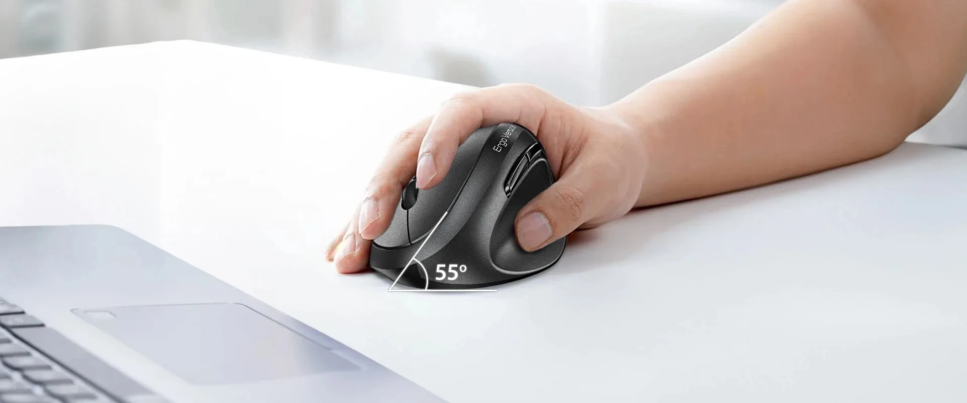 Genius вертикална безжична мишка Vertical Mouse wireless Ergo 8350S - Silent, AI, Bluetooth, 2.4G, Dark Grey - Image 254