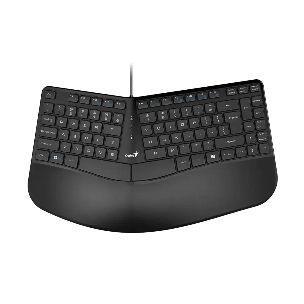 Genius клавиатура Ergonomic Keyboard Ergo KB-700 Black - Copilot Split Wave Design Palm