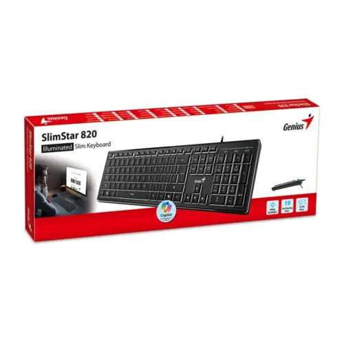 Genius клавиатура кирилизирана Keyboard SlimStar 820 Black – AI