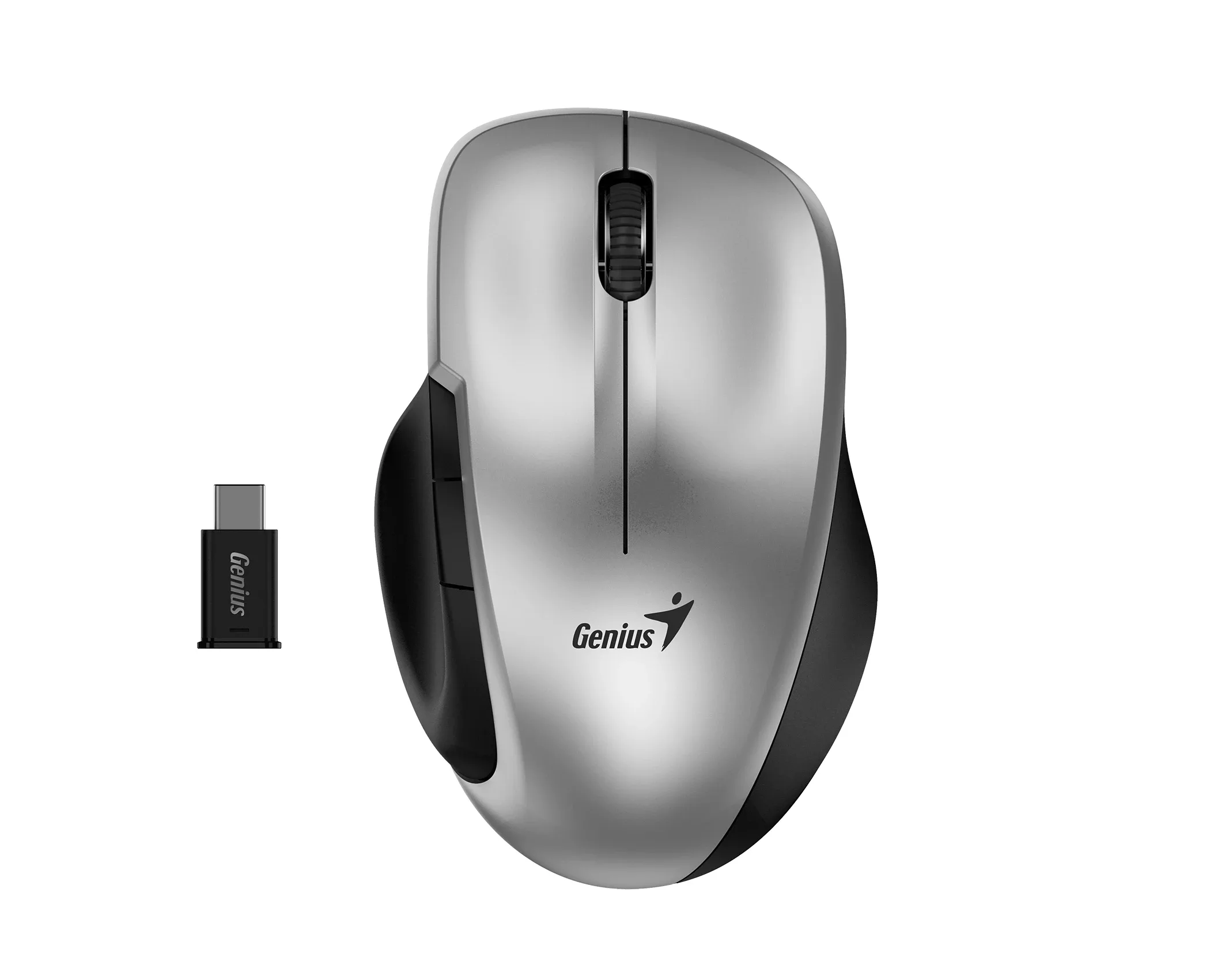 Genius безжина безшумна мишка Mouse Wireless Silent - Ergo 8200S Silver - Silent, 2.4GHz, USB-C receiver - Image 259
