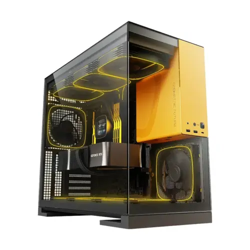 Alternative view of Geometric Future кутия Case EATX - Model 5 Black/Yellow - 5 x 140 mm aRGB fans included