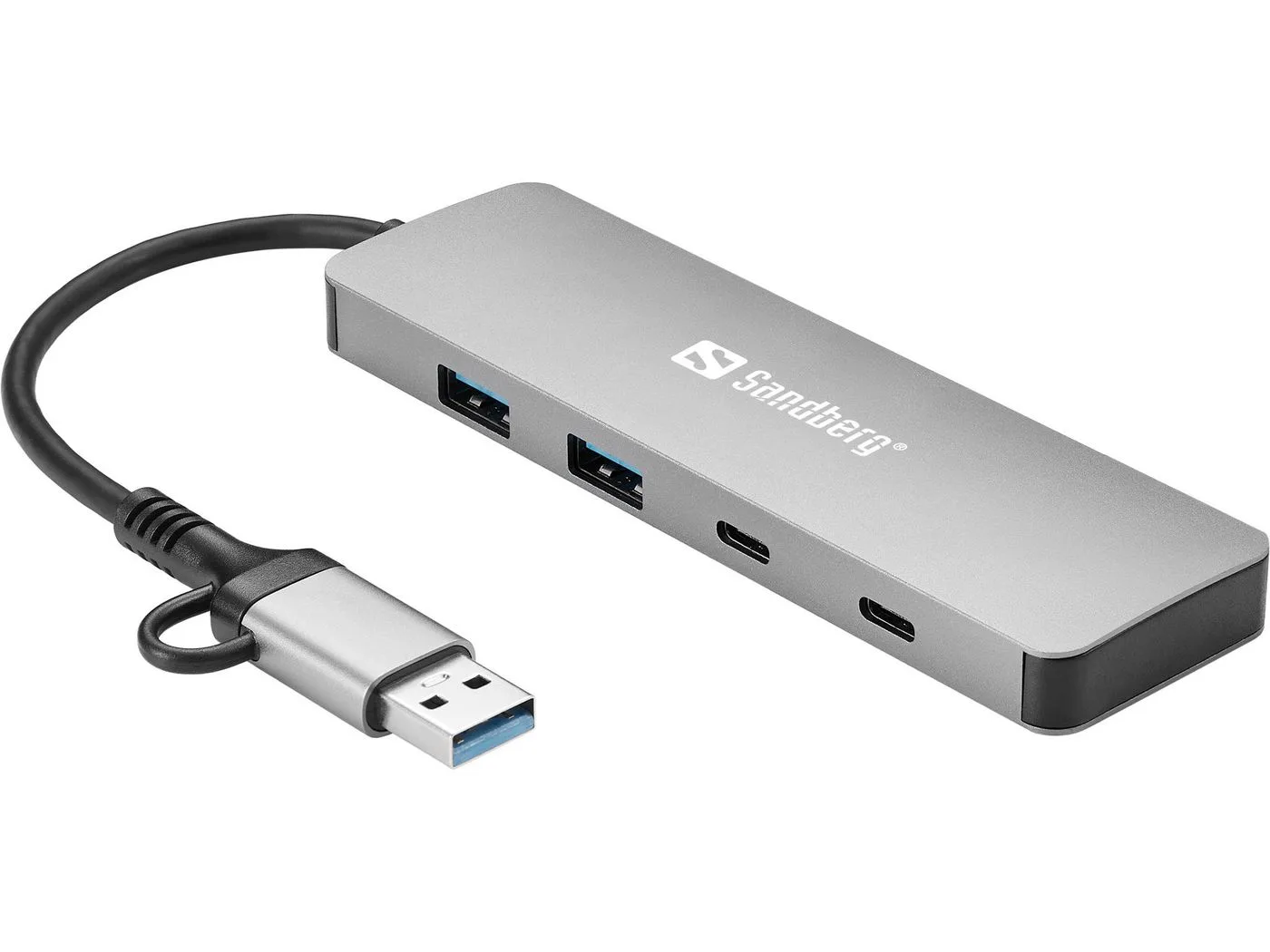 ХЪБ SANDBERG USB-C/A to 2xUSB-A+2xUSB-C - Grey - PN 136-64