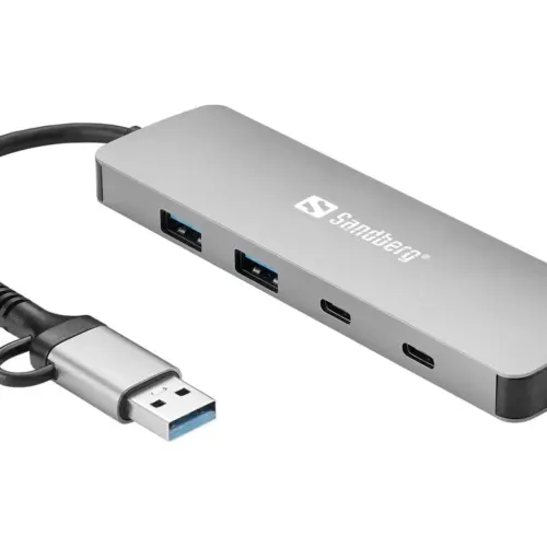 ХЪБ SANDBERG USB-C/A to 2xUSB-A+2xUSB-C - Grey - PN 136-64