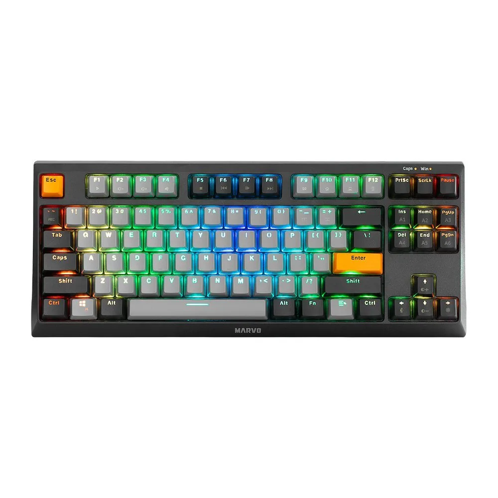 Marvo механична клавиатура Gaming Mechanical Keyboard KG980-B - RGB, Blue switches, TKL - Image 237