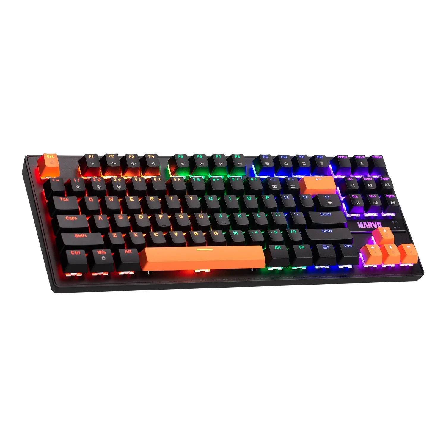 Marvo механична геймърска клавиатура Gaming Mechanical keyboard 87 keys, Orange caps TKL - KG901C - Image 288