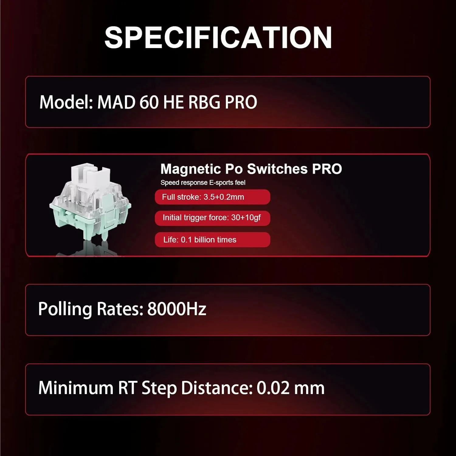 Madlions професионална геймърска механична клавиатура Professional Gaming Mechanical Keyboard MAD 60 HE RGB - 1K, Magnetic Amber Pro Switches - Black - Image 6