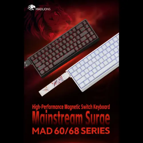 Alternative view of Madlions професионална геймърска механична клавиатура Professional Gaming Mechanical Keyboard MAD 60 PRO - Black, 8K, Sealed Silver Magnetic [Linear]