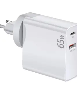 Makki Универсално зарядно за стена Charger Wall GaN - USB Type-C/A 65W White -