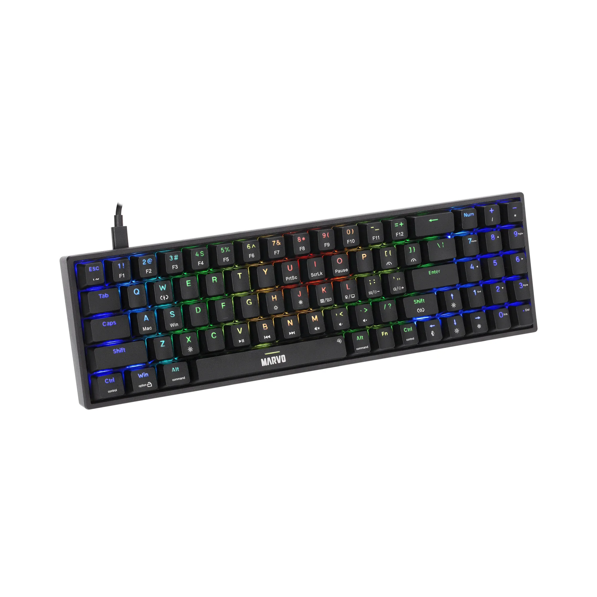 Marvo геймърска клавиатура Gaming Keyboard Shogo 78 - RGB, 78 keys - MARVO-KG956 - Image 266