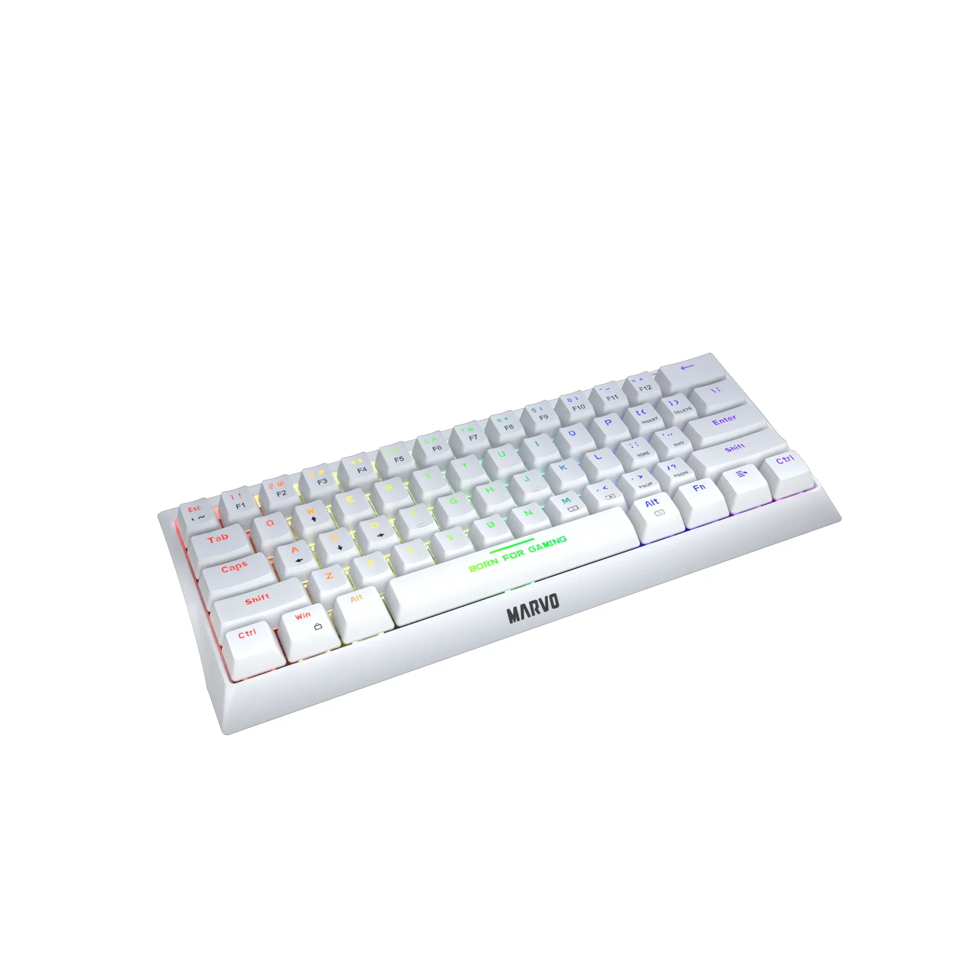 Marvo геймърска клавиатура Gaming Mechanical keyboard 61 keys TKL Hecate 61R WH - KG962G White - RED switches, RGB - Image 248