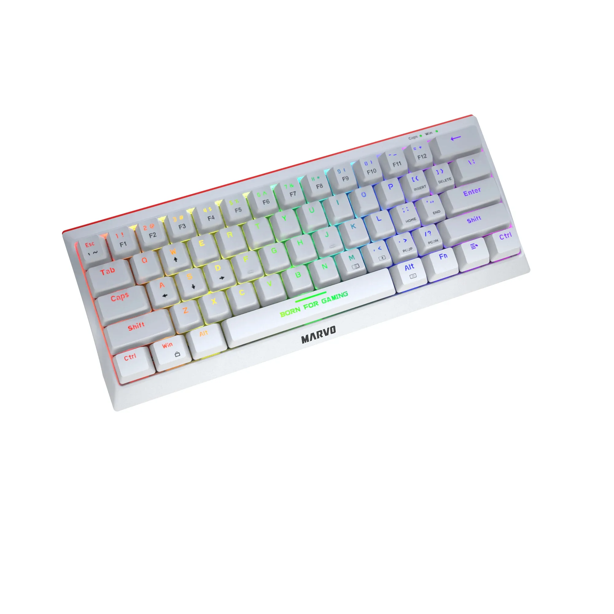 Marvo геймърска клавиатура Gaming Mechanical keyboard 61 keys TKL Hecate 61R WH - KG962G White - RED switches, RGB - Image 255