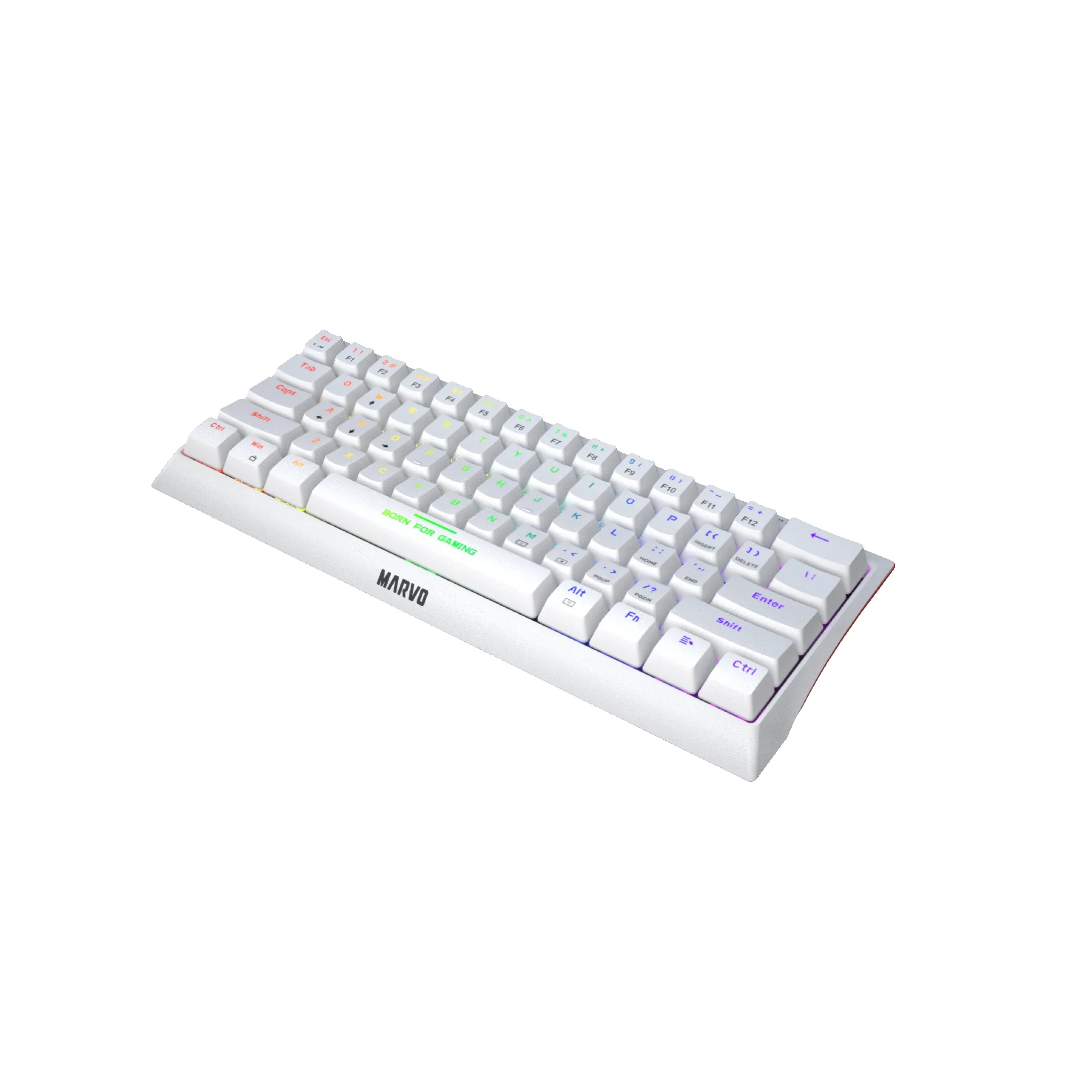 Marvo геймърска клавиатура Gaming Mechanical keyboard 61 keys TKL Hecate 61R WH - KG962G White - RED switches, RGB - Image 256