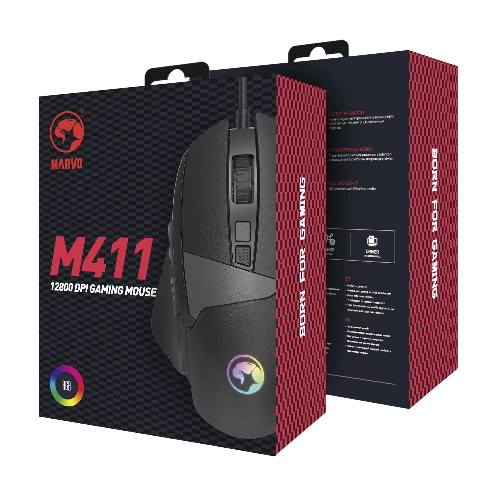 Marvo Геймърска мишка Gaming Mouse M411 RGB - 12800dpi, programmable, 1000Hz - Image 252