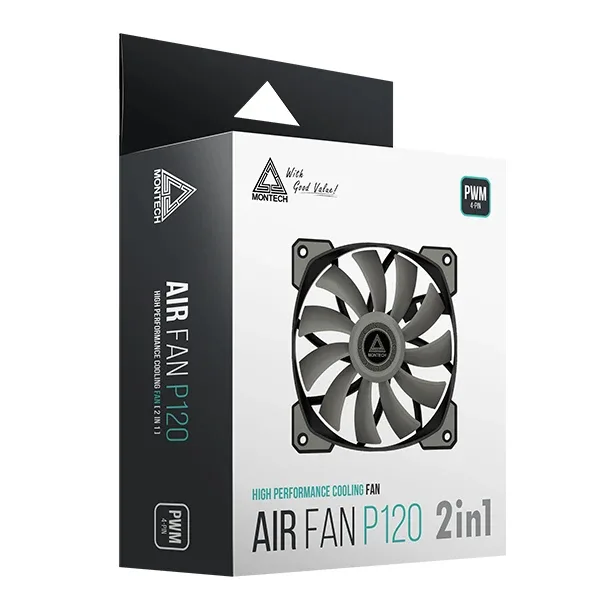 Montech комплект вентилатор AIR FAN P120, Fan Kit 2x120mm, 1-to-3 splitter, PWM - Image 132