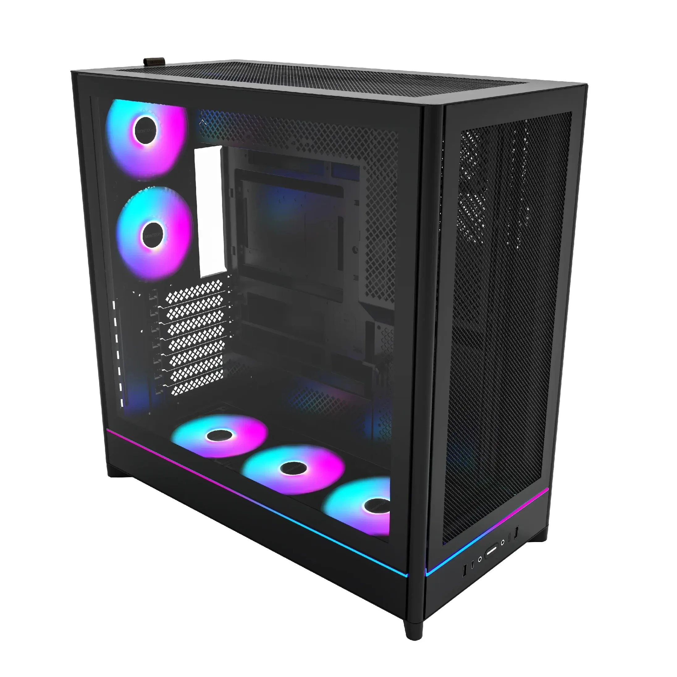 Montech кутия Case ATX - HS01 PRO (B) - 5 x 120 mm ARGB Fans, USB-C, Black - Image 187