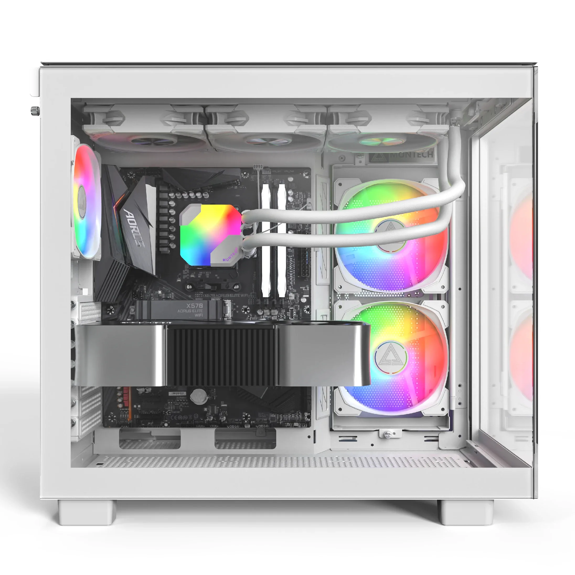 Montech кутия KING 65 Pro, Dual Chamber Mid-tower Case, 3 ARGB Fans, White - Image 204