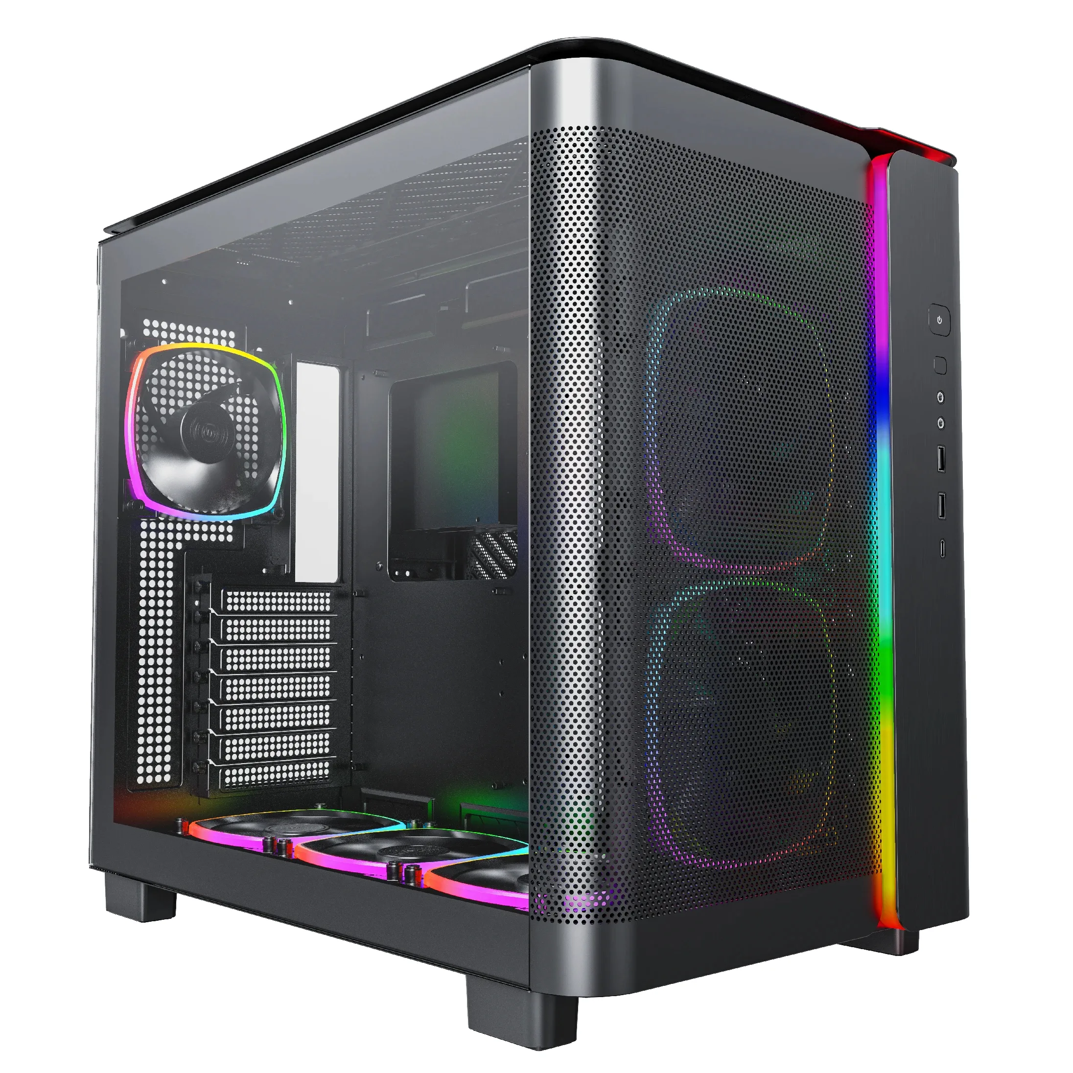 Montech кутия KING 95 Pro, Dual Chamber Mid-tower Case, 6 ARGB Fans, 2 Front Panels, Black - Image 137