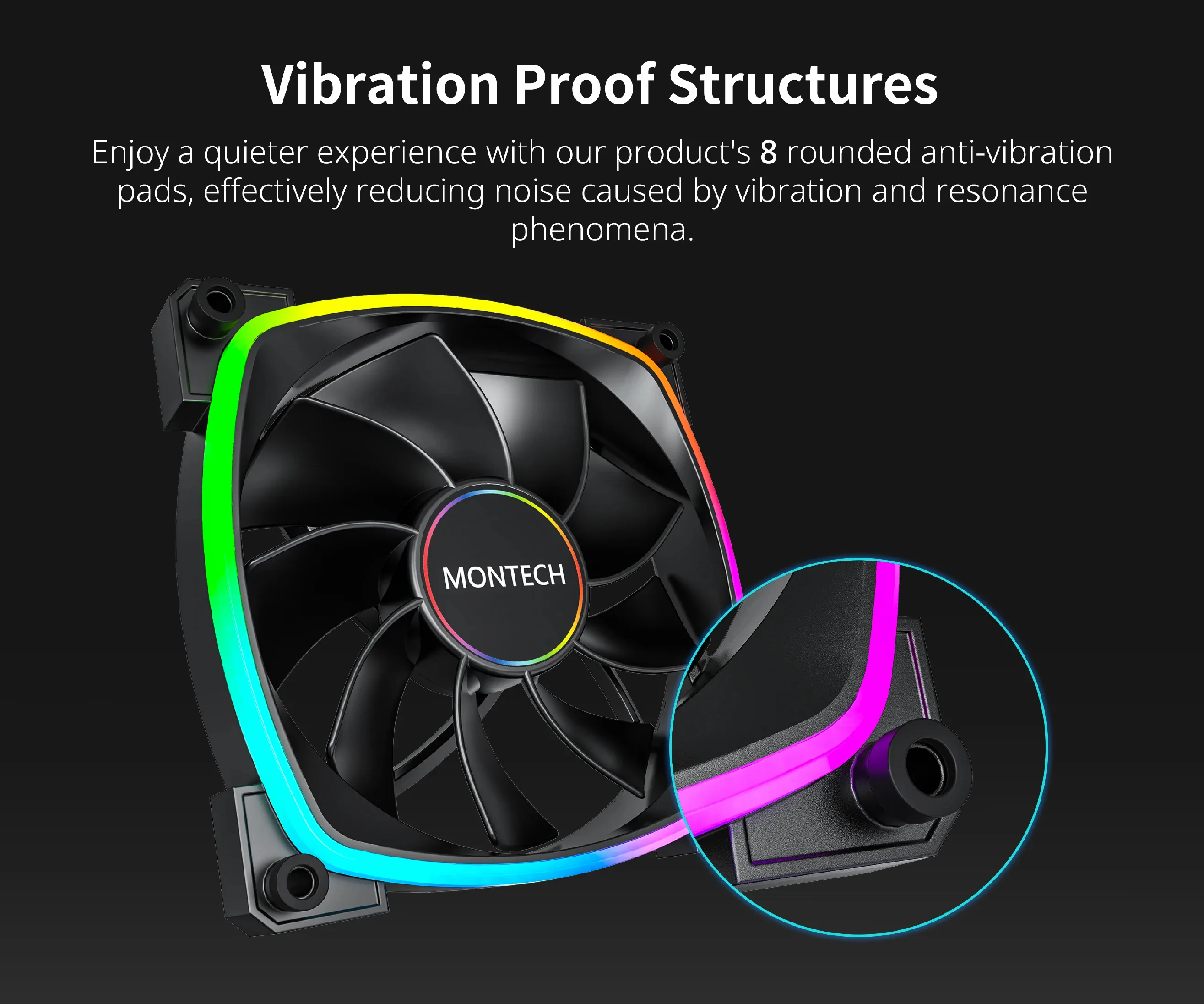 Montech вентилатор RX140 PWM, REVERSE Fan, 140mm, ARGB, Black - Image 110