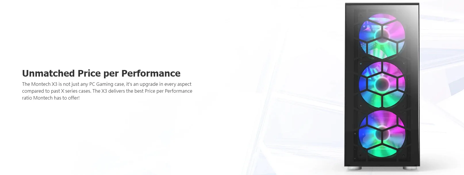 Montech кутия X3 GLASS, Mid-tower Case, TG, 6 fixed RGB Fans, Black - Image 193