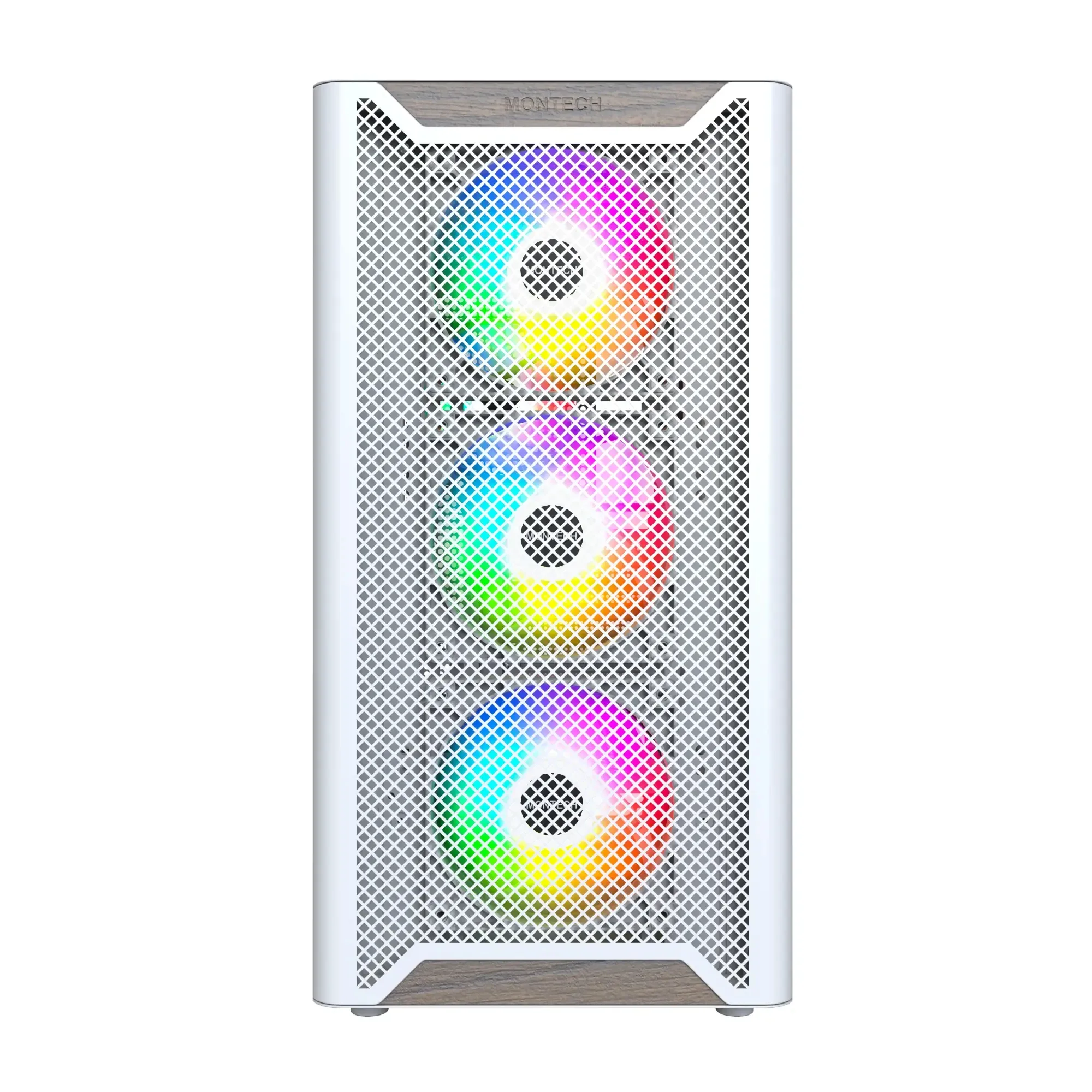 Montech кутия Case ATX - XR Wood (W) - 4 x 120 mm ARGB Fans, Wood, USB-C, White - Image 182