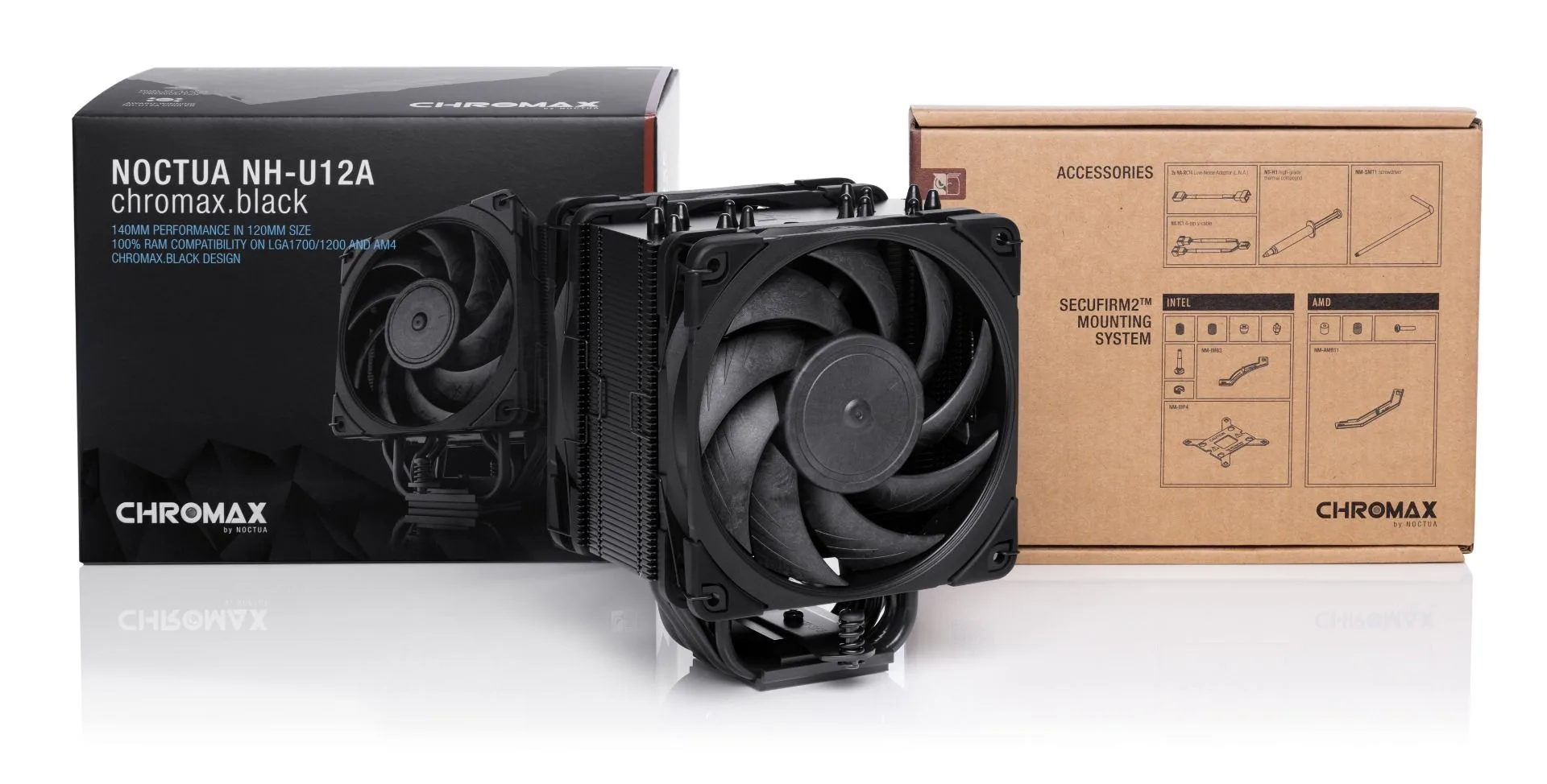 Noctua охладител CPU Cooler NH-U12A chromax.black Dual Fans - LGA1700/2066/1200/AMD - Image 49