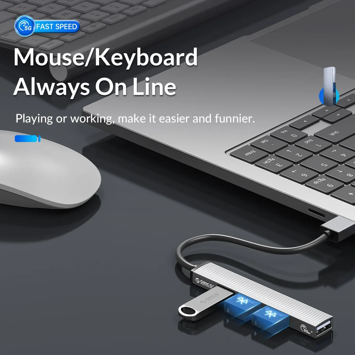 Orico хъб USB3.0/2.0 HUB 4 port, Aluminum - AH-A13-GY - Image 240