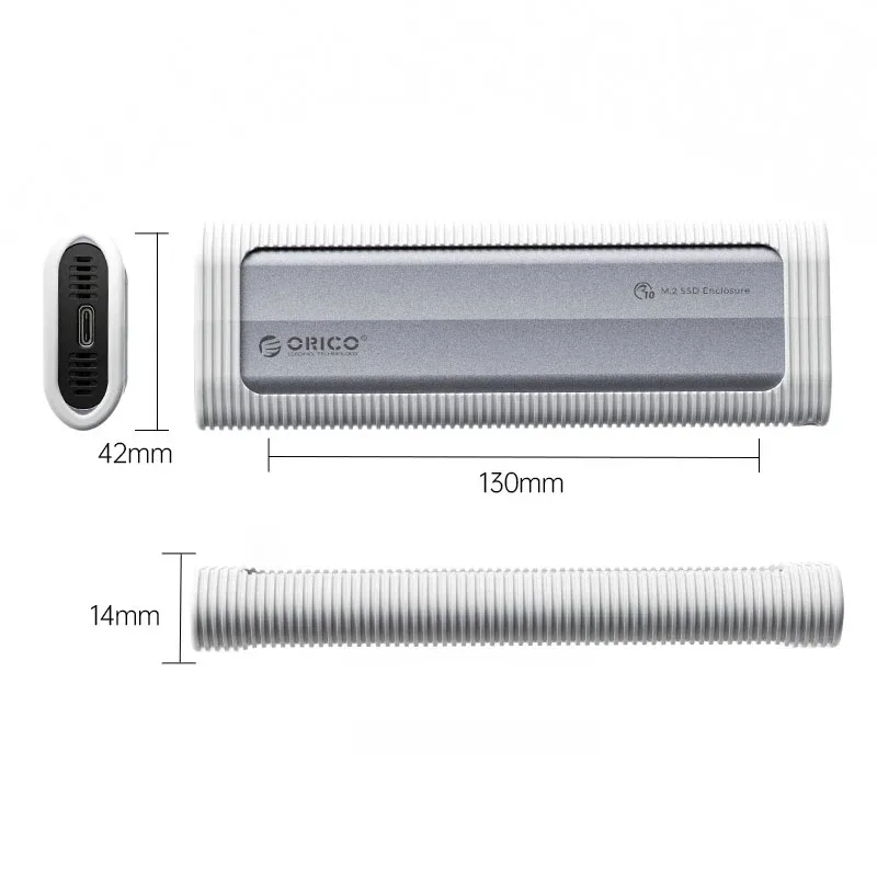 Orico външна кутия за диск Storage - Case - M.2 NVMe M-key 10 Gbps, Silicone Protective Case, USB-C/A - AXM2-G2-V1-GY - Image 47