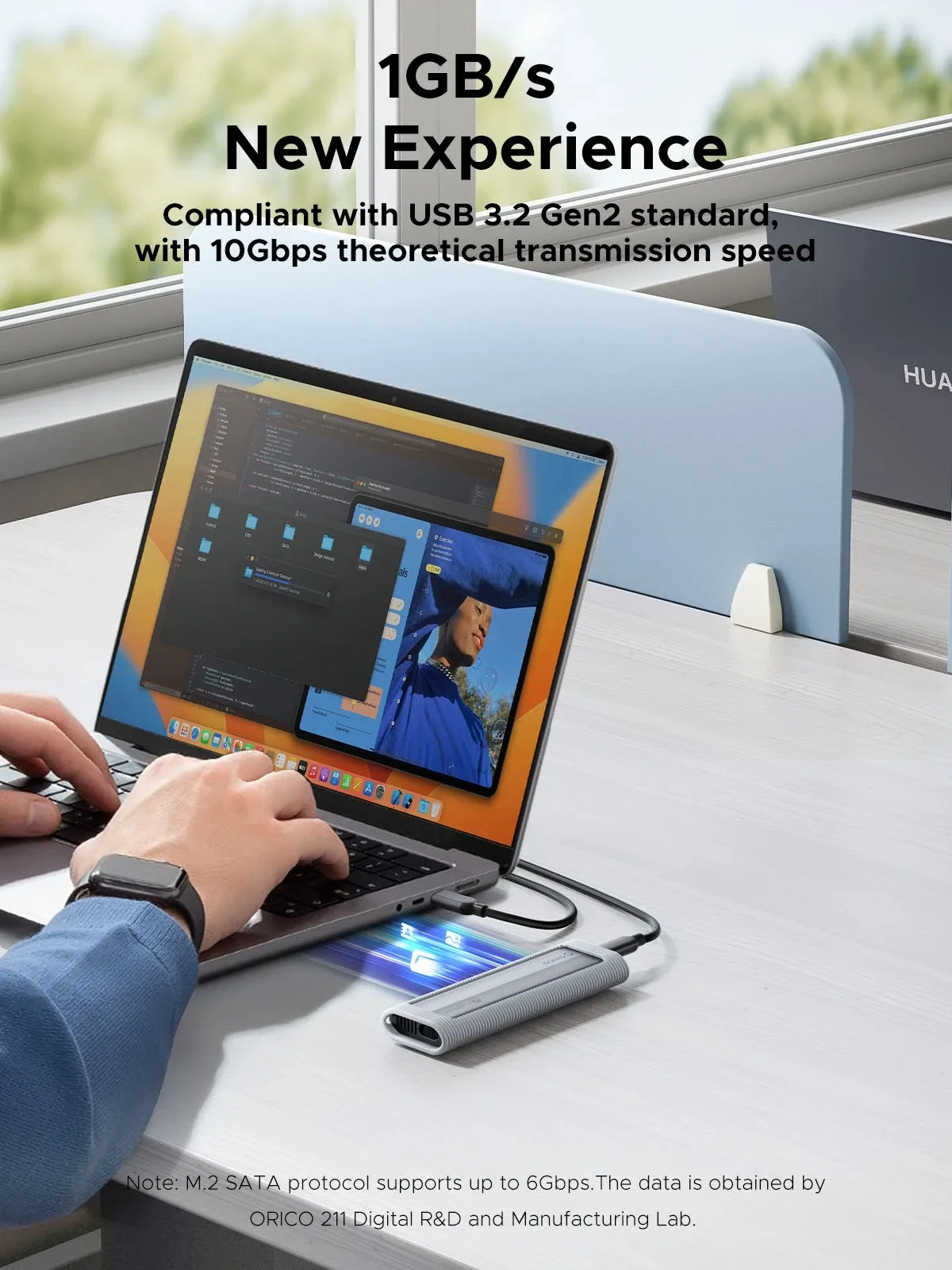 Orico външна кутия за диск Storage - Case - M.2 NVMe/SATA M/B key - USB3.1 Type-C/A, Silicone Protective Case, 10Gbps - AXM2S-G2-V1-GY-BP - Image 194