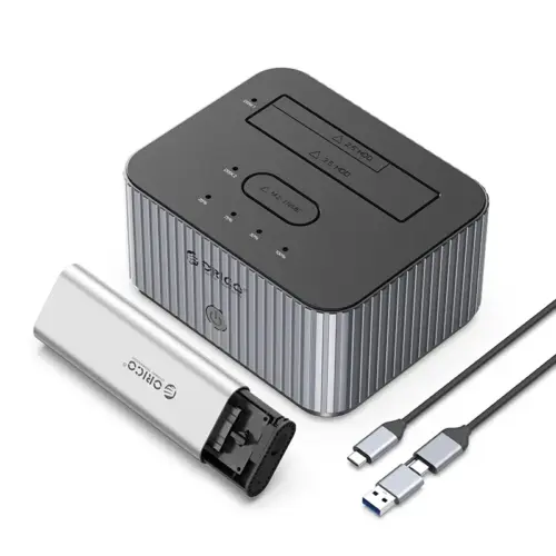 Orico докинг станция Storage - HDD/M.2 Dock - 2 BAY Offline Clone 2.5/3.5/M.2 NVMe USB-C/USB-A -