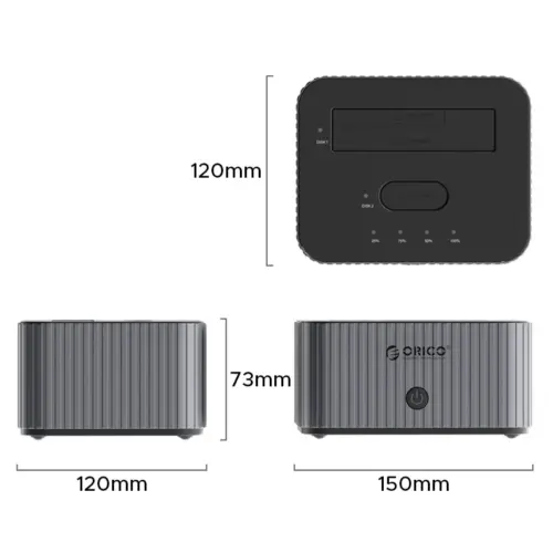 Alternative view of Orico докинг станция Storage - HDD/M.2 Dock - 2 BAY Offline Clone 2.5/3.5/M.2 NVMe USB-C/USB-A - IT28E-C-EU-GY