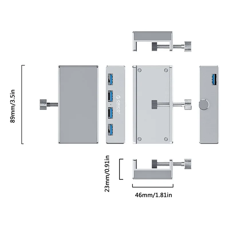 Orico хъб USB 3.0 HUB Clip Type 4 port -  Aluminum - MH4PU-SV - Image 250