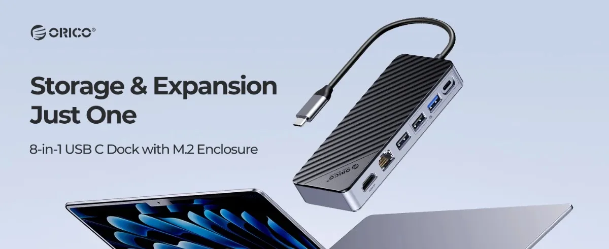 Orico докинг станция Portable Docking station M.2 SATA/NVMe - HDMI, USB3.2-A x 1, USB-C (10Gbps) x 1,USB-C (PD100W), USB2.0-A x 2, LAN - OM28PR-G2-BK - Image 187