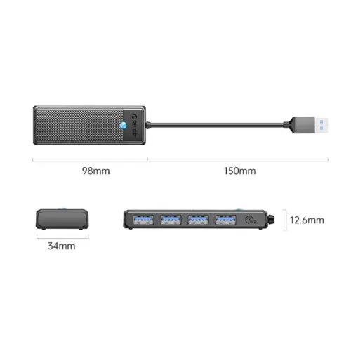 Orico хъб USB3.0 HUB 4 port Black – PAPW4A-U3-015-BK