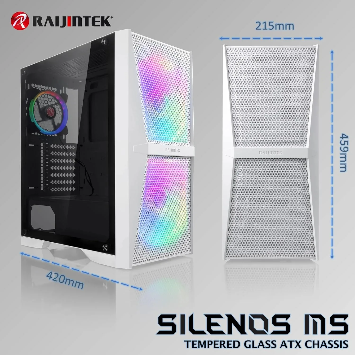 Raijintek кутия Case ATX - SILENOS MS PRO WHITE - 2 x 200 mm ARGB Fans - Image 188