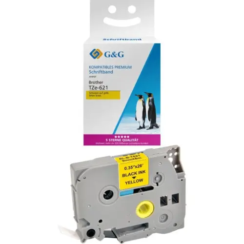 ЛЕНТА ЗА ЕТИКЕТНИ ПРИНТЕРИ BROTHER ТИП TZ - 9 mm x 800 m - BLACK ON YELLOW TAPE - TZE-621 (TZE621) - PN RL-BR-TZ621-BK -